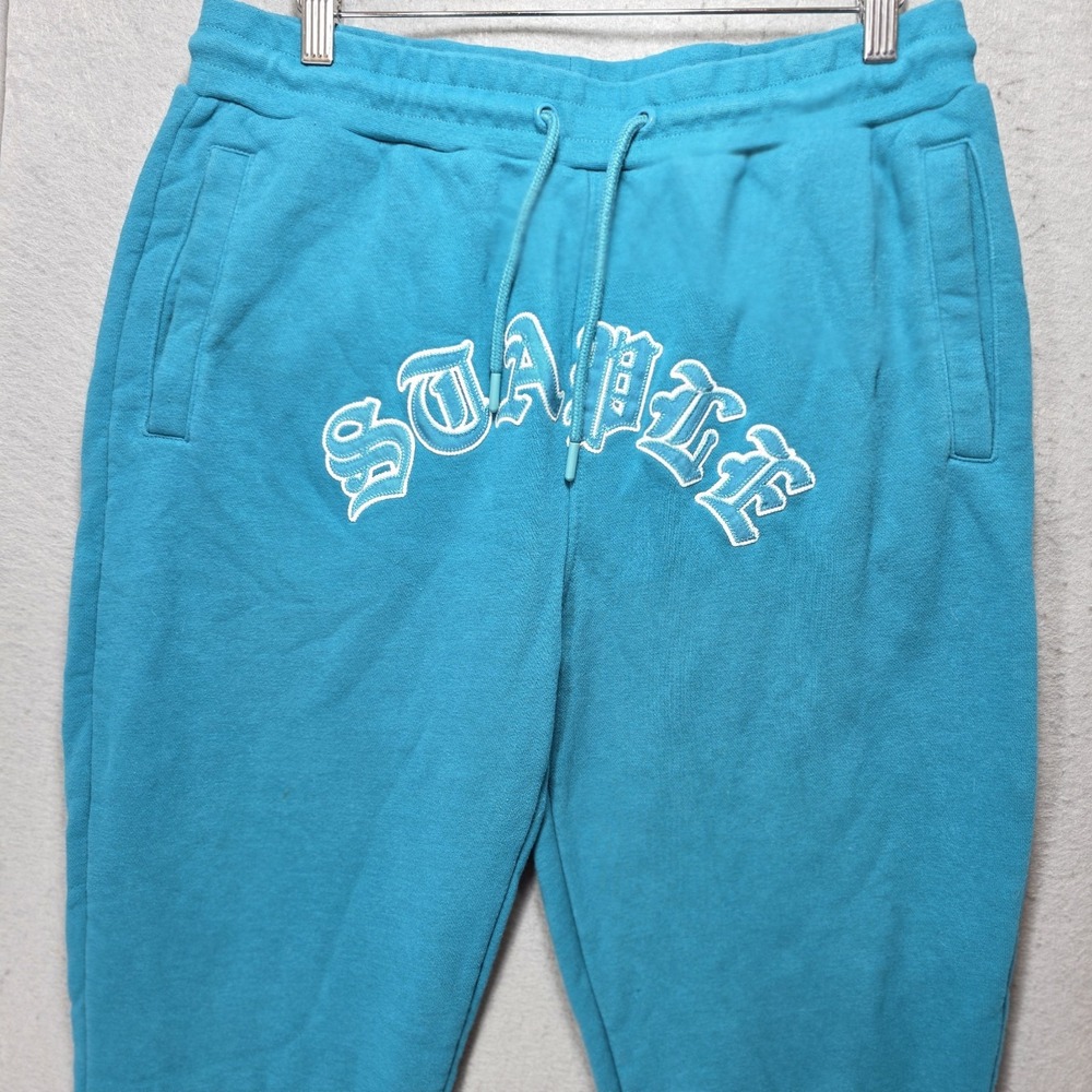 Staple Pigeon Sweatpants Mens L Joggers Fleece Pants Embroidered Spellout Zipper - Picture 3 of 14